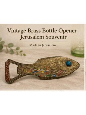 Vintage TAMAR Israel Brass Bottle Opener Tiberias Sea of Galilee Holy Land 1960s